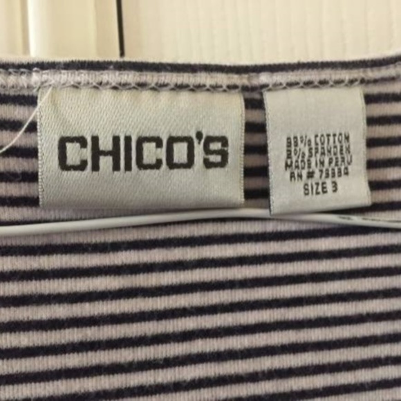 CHICO'S TANK TOP CHICO'S BLACK/WHITE STRIPE XL - Picture 3 of 3
